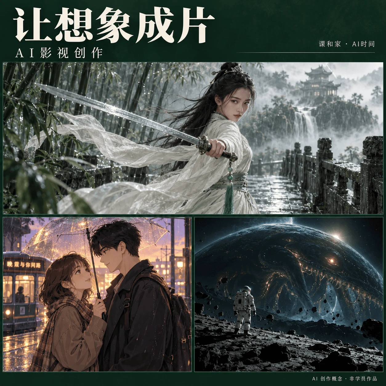 让想象成片：武侠、爱情漫画与宇宙悬疑创作概念图