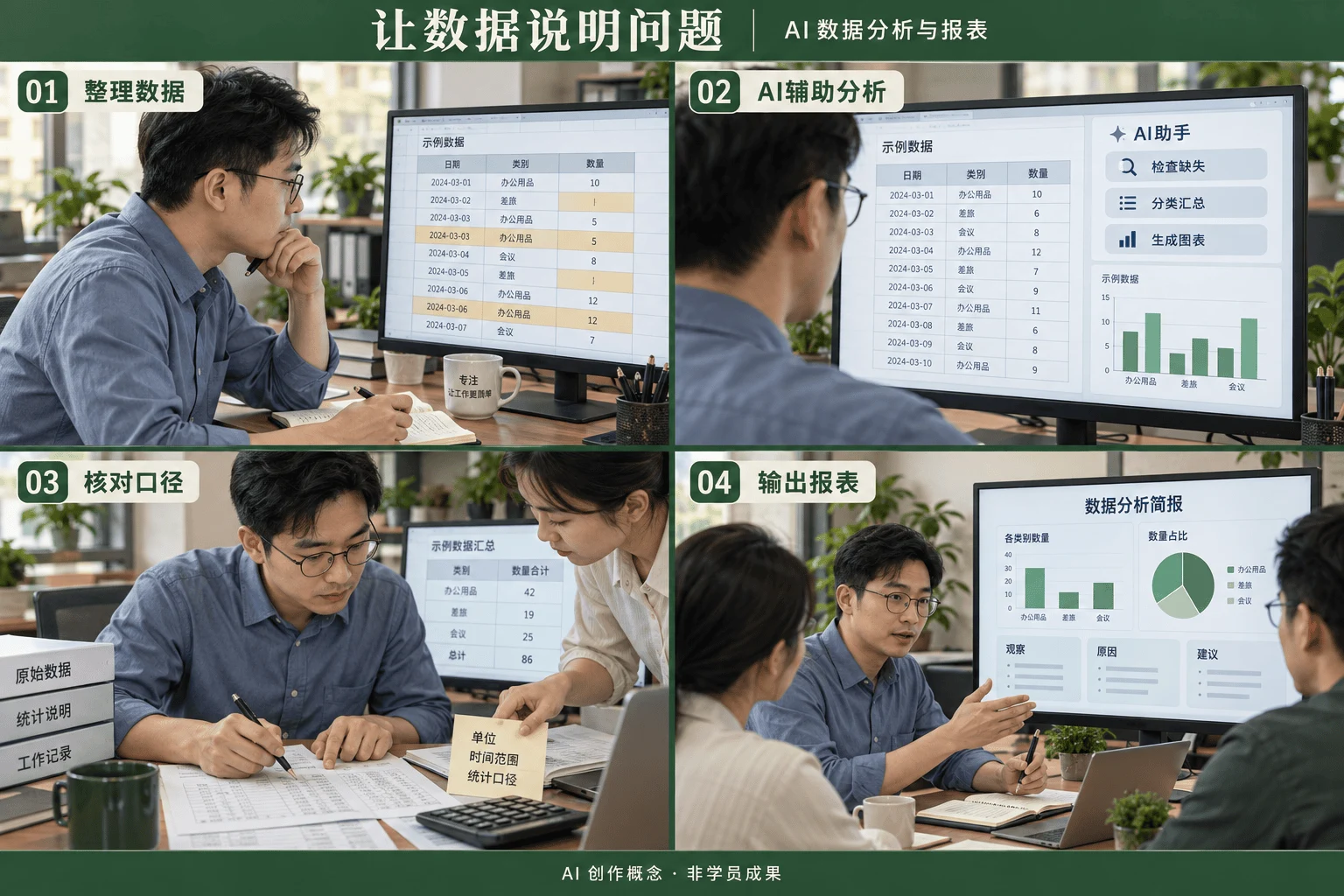 AI 数据分析培训创作方向概念配图