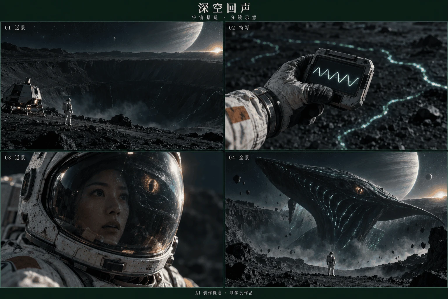 深空回声：宇宙悬疑四镜分镜示意